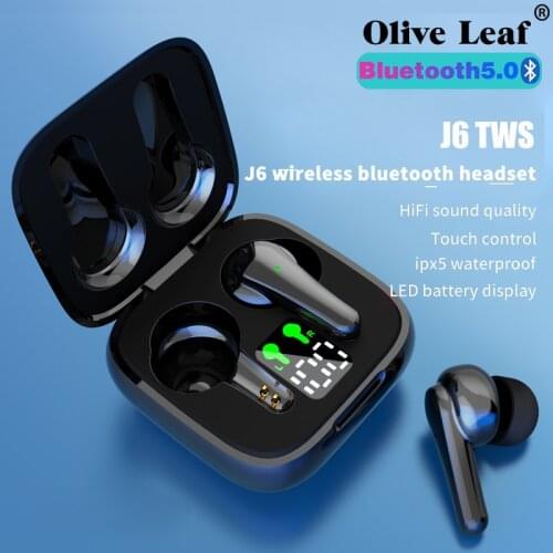 J6 TWS Bluetooth5.2 Earphones Wireless Sport Earbuds Touch Control LED display Headset Music Headphones Works On All Smartphones