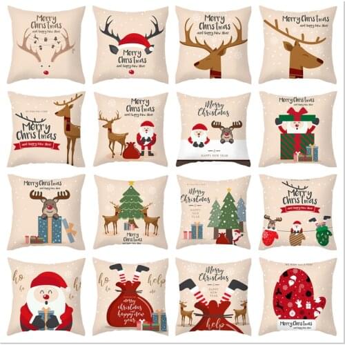45x45cm Merry Christmas Pillowcase 2021 Christmas Decor for Home Ornaments Xmas Noel Santa Claus New Year 2022 Navidad Gift