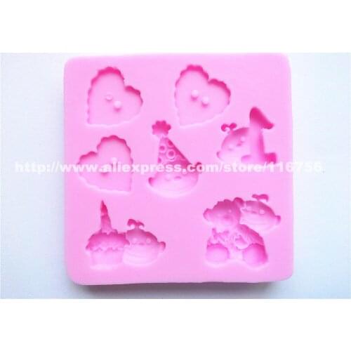 New! Free Shipping Heart & Clown Shaped Silicone Mold Cake Decoration Fondant Cake 3D Food Grade Silicone Mould 152