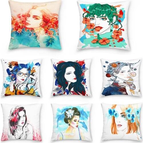 Custom Vogue Girl Pattern Decorative Cushion Cover Wedding Party Decorative Pillow Case Sofa DIY Supplies Home Ornaments