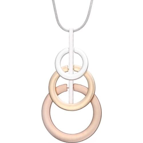 Simple Multi-layer Big Circle Pendant Necklace Female Personality Circle Hollow Ladies Sweater Chain Fashion Statement Jewelry