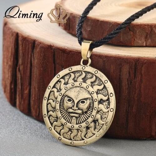 QIMING symbol of the God Yarila Spring Sun Slavic Necklace Charm Amulet Pendant Antique fashion Pagan jewelry Necklace Women