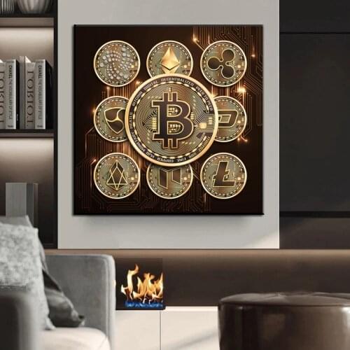 Bitcoin Reification Large Size Painting Poster Printmaking HD Pictures Printed on Canvas Used for Room Home Decor Wall Art