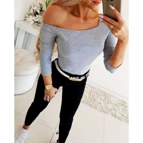 Autumn Winter Women Pullovers Sweater Knitted Elasticity Casual Jumper Fashion Slim Off Shoulder Warm Long Sleeve Female Sweater