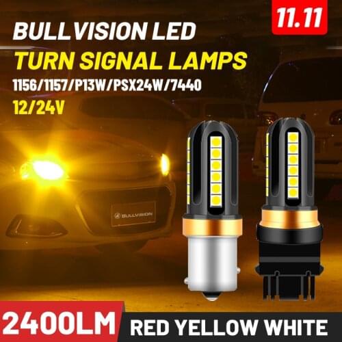 BULLVISION LED 1156 PSX24W 1157 7443 Running Lights H4 BAU15S P13W Diode Lamp 12V 24V 9005 9012 H10 H11 H8 Led Parking Lights