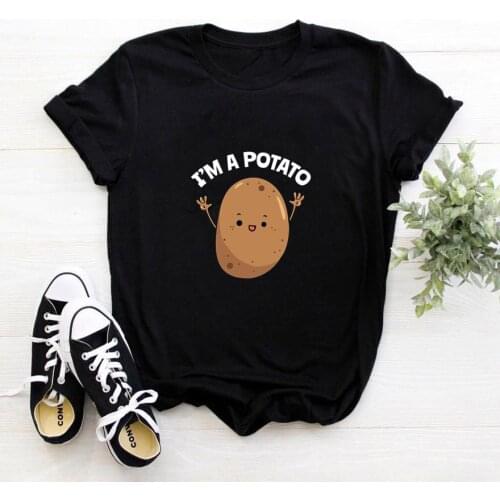 I'm A Potato T-shirt Women Cotton Funny Personification Graphics Tee Shirt Femme Fashion Aesthetic Tshirt for Women Harajuku Top