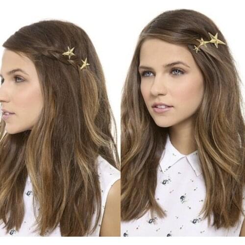 Sweet personality wild retro metal five-pointed star hairpin clip elegant fashion student side clip wedding hair accessories