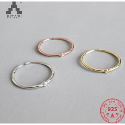 Beautiful Cute Simple Round Jewelry Zircon Ring for Women Wholesale 100% Real 925 Sterling Silver