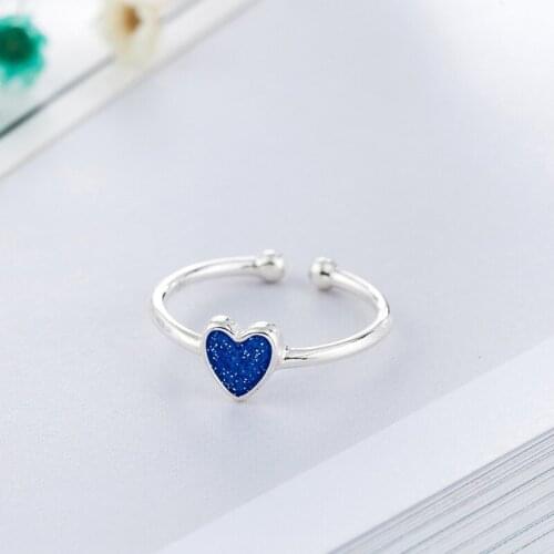 Boho Blue Love Heart Rings For Women Wedding Vintage Finger Ring Knuckle Female Bohemian Charm Jewelry Gifts
