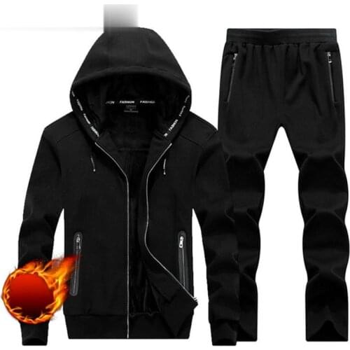 Winter Men Tracksuit Large Size Sweater Suit Male Hooded Fleece With Thickened Kid Size Big Yards Male Adolescent Set Men L-8XL
