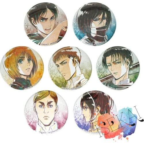 Attack on Titan Anime Badge Eren Levi Armin Arlelt Erwin Smith Zoe Hange Hans Jean Kirstein Metal Badge Brooch Pins