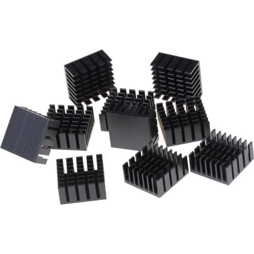 10pcs/lot 20mm x 20mm x 10mm Cooling Aluminum Radiator Black Heat Sink Heatsinks