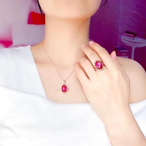 100% Real and Natural Topaz jewelry set Natural Real Topaz925 sterling silver 1pc Topaz pendant,1pc Topaz ring