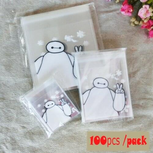 140x140mm 100pcs/lot Cute Boy Cookie Packaging Self-adhesive Gift Bag Plastic Biscuit Snack Baking Package Free Shipping