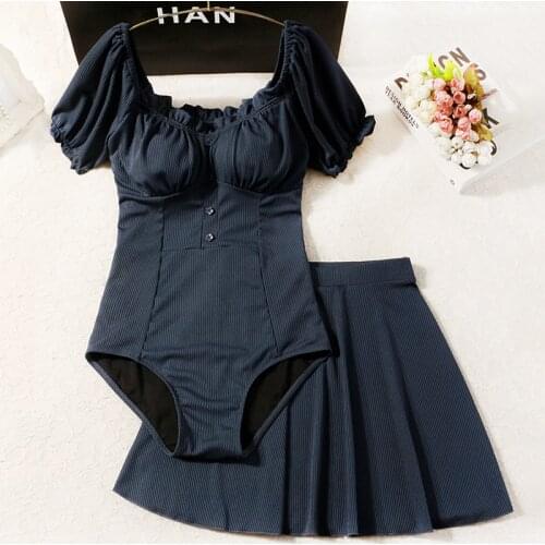 2021 Women Solid One Piece Swimwear High Waist Swim Beach Dress Summer Sexy Swimming Bathing Suit Beachwear Swimsuit Swimdress