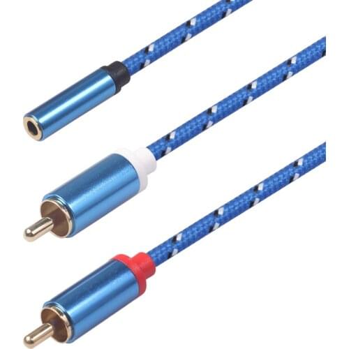 3.5mm Stereo Audio Female to 2 RCA Male Connectors Line 40cm blue 3610F-04