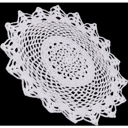 30cm Lace Table Placemat Flower Shape Hand Crochet Table Cover Doily Lace Doilies Placemat Mat Home Table Desk Kitchen Decor
