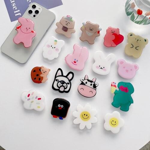 3D Cute Phone Holder 3D Animals Bear Rabbit Puppy Finger Grip Expanding Socket For xiaomi Samsung For iPhone 11 12 pro Max Stand