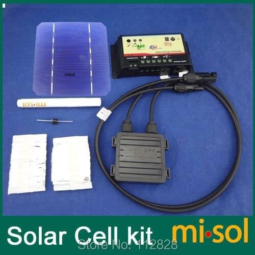 40 pcs MONO 5X5 solar cells DIY kit for solar panel, regulator, bus tabbing wire