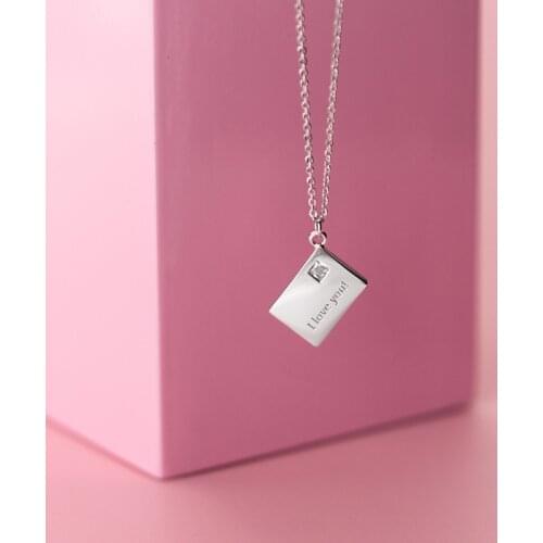MloveAcc 925 Sterling Silver Necklace Jewelry "I love you" Letter Pendant Necklace Special Xmas Gift for Girl Friend Wife