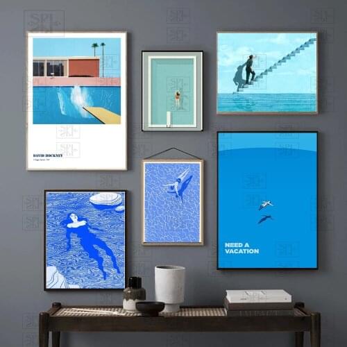 Abstract Wall Art Picture A Swimmer Swimming In A Pool Fashion Canvas Painting Nordic Posters and Prints for Living Room Decor
