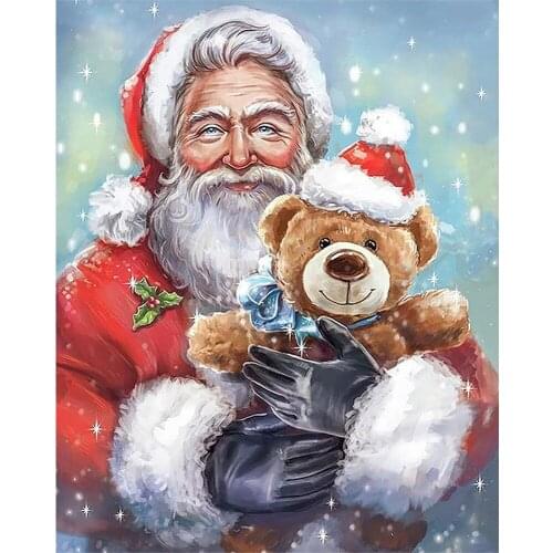 5D DIY Diamond Painting Santa claus and bear Full Drill Diamond Embroidery Cross Stitch Mosaic Craft Home Decor Christmas Gift
