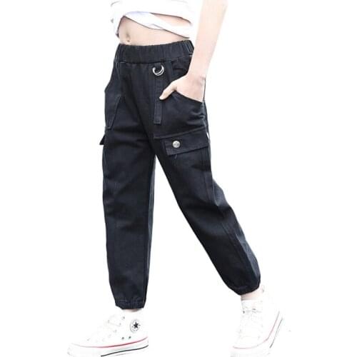 Girls Sport Pants Spring Autumn Fashion Design Kids Casual Cargo Pants For Teen Girl 4 6 8 10 12 14 Years Trousers LM095