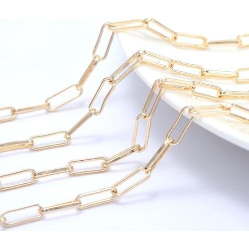 14K Real Gold Plated Copper Cuban Chain For Jewelry Making DIY Necklace Bracelets Chain Spool Jewelry Making Supplies