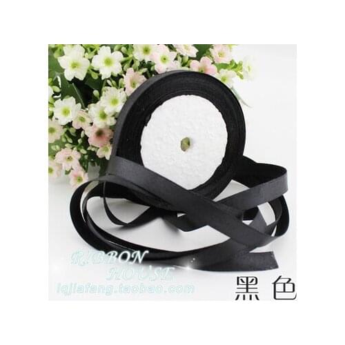 Wholesale Black (25 yards/roll) 10mm Double Face Satin Ribbon Webbing Decaration Gift Christmas Party Ribbons Diy Free Shipping