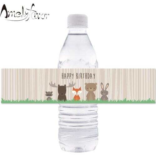 Woodland Animal Theme Bottle Labels Birthday Event Party Decorations Supplies Woodland Animals Party Bottle Wrapper Custom-made