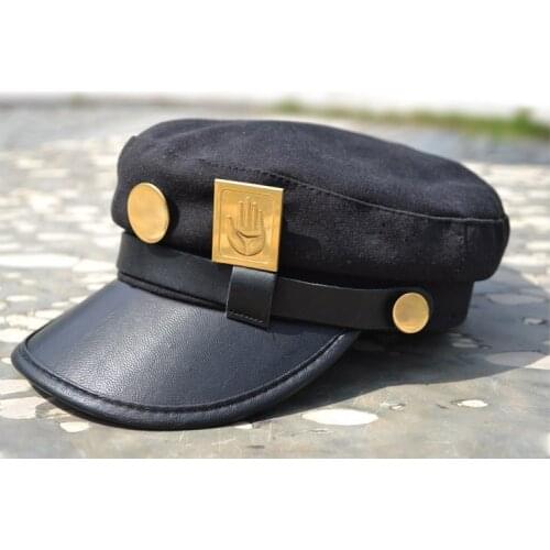 Anime JOJO JoJos Bizarre Adventure Cosplay Accessories Caps Jotaro Kujo Cosplay Hats Army Military Flatcap Badges Anime Around