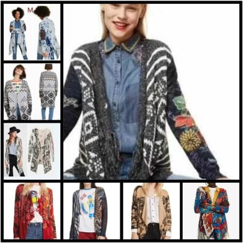 Spanish fashion 'Chinese blue and white' printed cardigan more style DESIGUAL