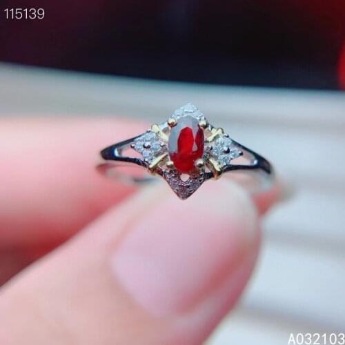 KJJEAXCMY fine jewelry 925 sterling silver inlaid natural ruby Womens delicate elegant fresh adjustable gem ring support test
