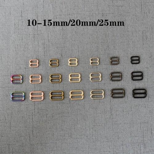 10 Pcs/Lot 15mm 20mm 25mm Metal Tri Glide Slide Center Bar Adjuster Buckle for Leather Craft Bag Strap Belt Webbing