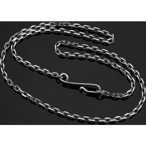 Fashion Mens&Womens Necklace Chain 925 Sterling Silver Black Tone Punk Wholesale Jewelry 20-32inch Lenght