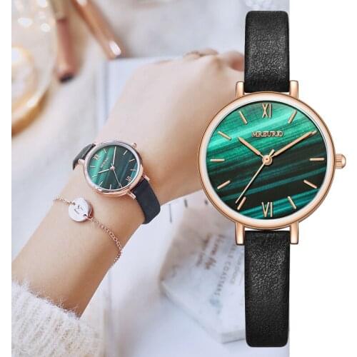 Montre Femme Classic Brand Women Watches Fashion Green Ladies Dress Watch High Quality Leather Quartz Watch Reloj Mujer Dropship