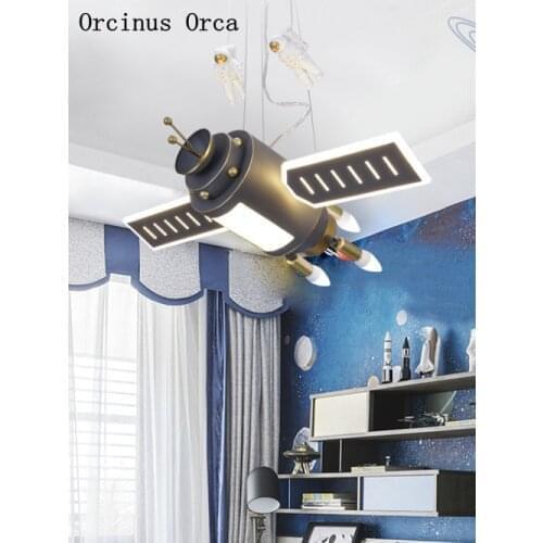 Cartoon Creative Satellite Chandelier Boys Bedroom Childrens Room Light Modern Simple LED Universal UFO Chandelier