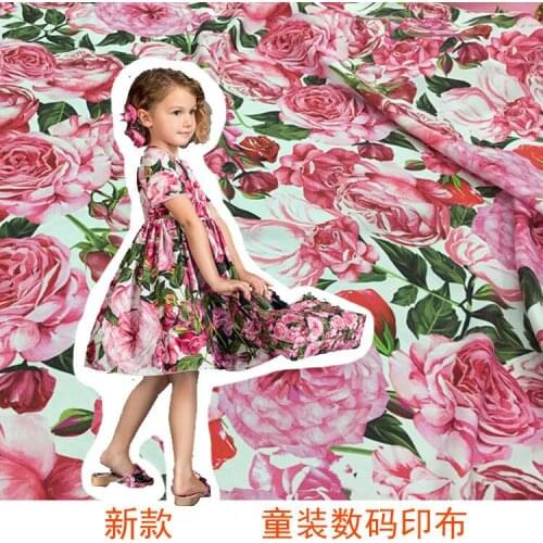 2018 spring and summer new imitation cotton childrens clothing digital printing fashion fabric skirt shirt fabric wholesale