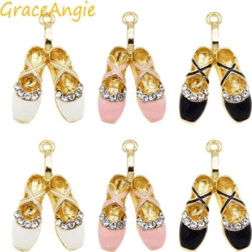 3pcs Enamel Dancer pendant Rhinestone Jewelry Making DIY Handmade Ballet Shoes Charms For Bracelet Earrings Necklace Gift DIY