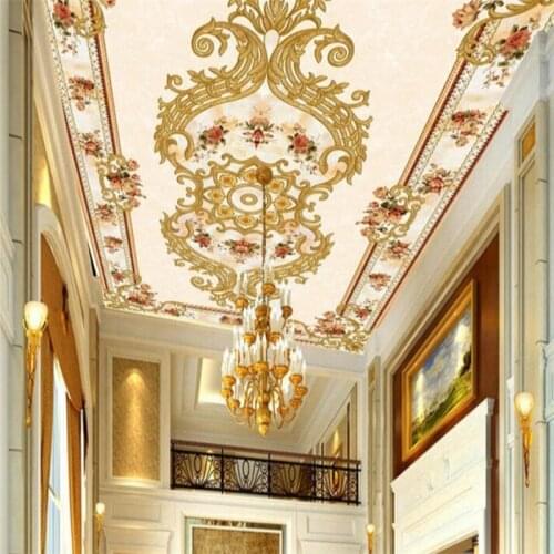 Wellyu Custom ceiling wallpaper 3d European style marble living room bedroom hotel ceiling carpet pattern Papel de pared 3d обои