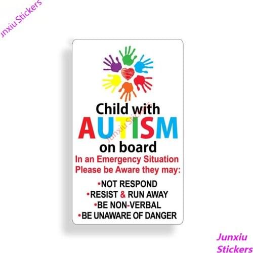Warning Car Sticker Autistic Child on Board Autism Awareness Safety Rescue Graphics Waterproof Decals Car Accessories PVC13x7cm