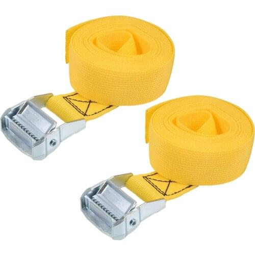 Uxcell 3Meters x 38mm Lashing Strap Cargo Tie Down Straps w Cam Lock Buckle 500Kg Work Load, Yellow, 2Pcs