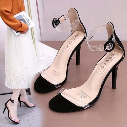 Summer Womens Thin High Heels Shoes Sandals Transparent Gladiator Ankle Strap Sexy Pumps Womens Wedding Ladies Woman Sandals