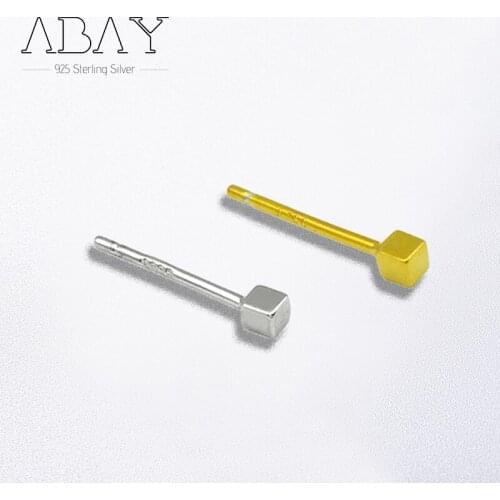 925 Sterling Silver Pin Gold Silver Square Earrings Minimalist Personality Versatile Accessories Anti Allergy Mini Style