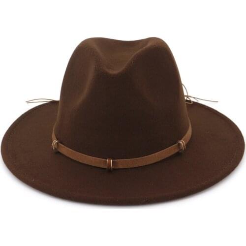 2019 Retro Men Women Wool Fedora Hat Wide Brim Jazz Hat Lady Winter Autumn Fascinator Church Hat Size 56-58CM