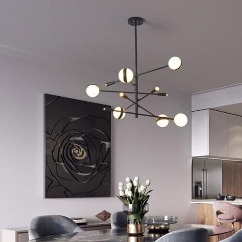 Nordic modern minimalist LED living room lamp creative bedroom dining room chandelier personality art chandelier