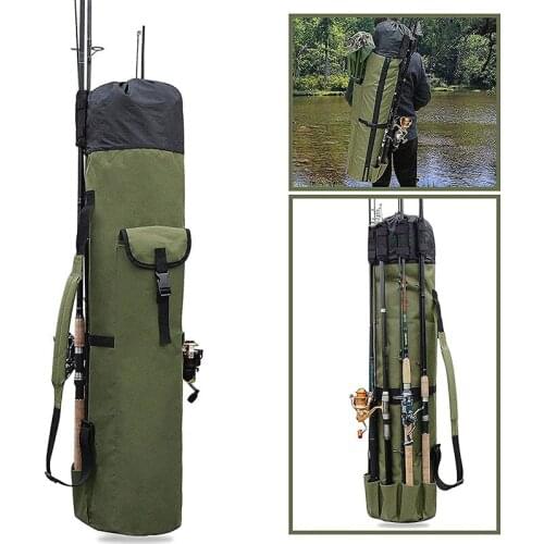 Fishing Tackle Bag Fishing Rod Bag Holdall Bag Travel Reel Carry Case Pole Tools Storage Bags Thickening Canvas