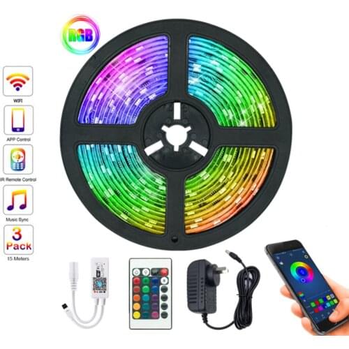 Led Lights Strips Bluetooth 5M 10M Waterproof 2835 WIFI RGB Flexible Tape Led Ribbon 24 key With Phone APP Control