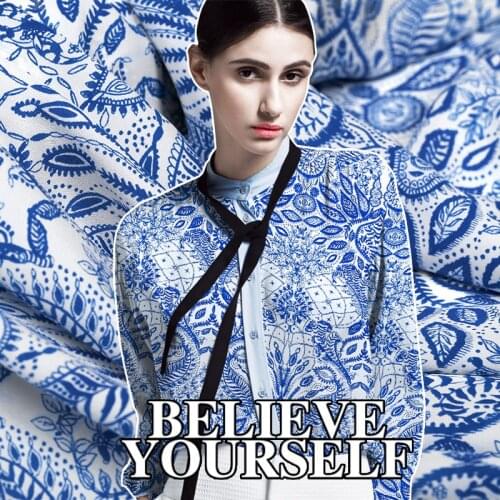 Silks store Tela Blue Mulberry Silk Ancient porcelain glaze rendering pendant soft silk fabric China cloth seckill tissu dresses