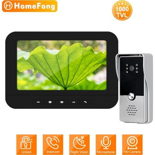 HomeFong Video Intercom for Home 1000 TVL Night Vision Doorbell Camera 7-Inch Screen Video Door Phone IP65 Rainproof Function